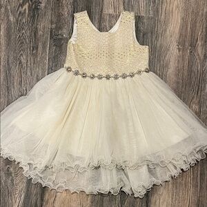 American Princess Cream Dress with Floral Belt